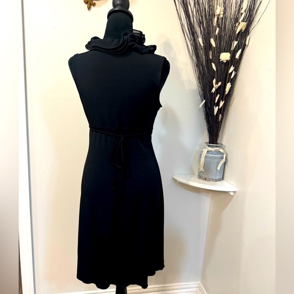 BCX black dress with this elegant Ruffle Neckline, tie back Size Small - Picture 4 of 11